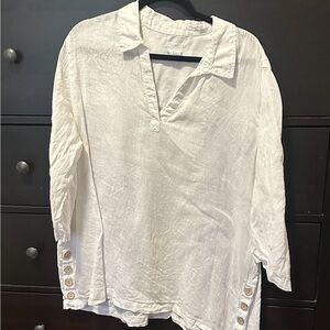 1X Women's White Linen Top